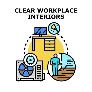 Clear workplace interiors concept vector illustration Stock Illustration