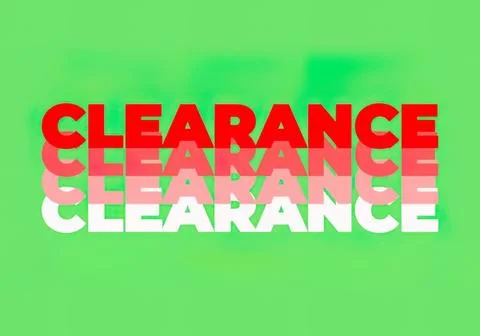 Clearance text with reflection on green background Stock Illustration