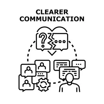 Clearer communication concept showing solving misunderstanding problem Stock Illustration
