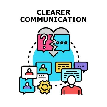 Clearer communication concept showing solving misunderstanding problem Stock Illustration