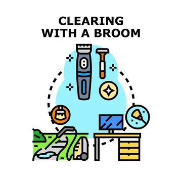 Clearing and cleaning various areas and objects concept Stock Illustration