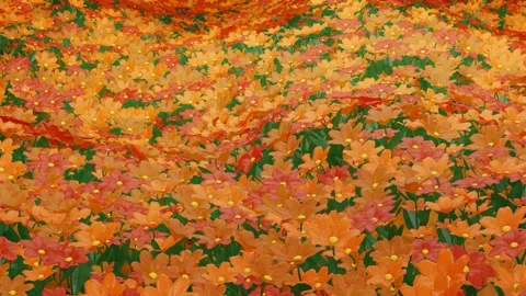 Clearing with blooming stylized three-dimensional flowers. 3d render looped anim Stock-Footage 257327516