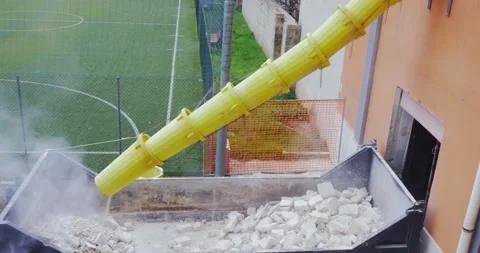 Clearing construction concrete bricks rubble from the house during reconstruc Video stock 148372909