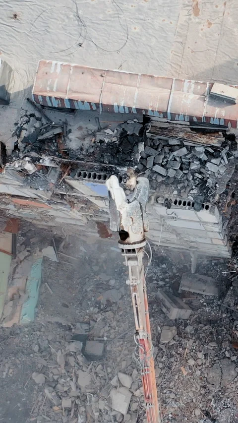 Clearing damage on a construction site using special equipment for a tractor. Stock Footage 269041834