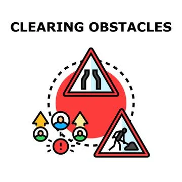 Clearing obstacles on path to success concept Stock Illustration