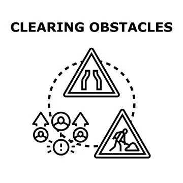 Clearing obstacles on path to success concept Stock Illustration