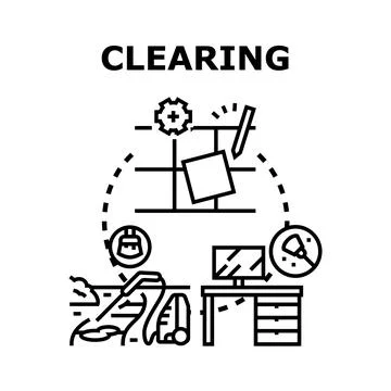 Clearing operations, reorganizing, managing, and maintaining spaces Stockillustratie