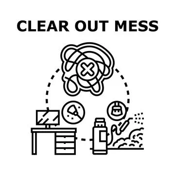 Clearing out mess concept vector illustration overcoming disorder Stock Illustration