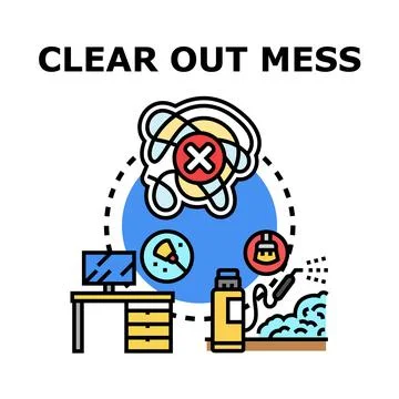 Clearing out mess concept vector illustration overcoming disorder Stock Illustration