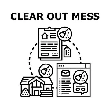Clearing out property mess and digital clutter concept Stock Illustration