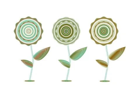 A clearing with several different flowers. Patchwork style. Stock-Illustration