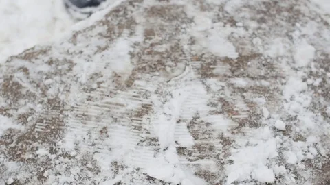 Clearing Snow Off Of Boots In Winter Slow Motion Stock Footage 85103966