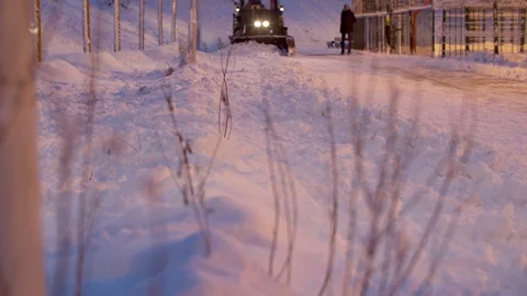Clearing snow from the road. Stock Footage 123080644
