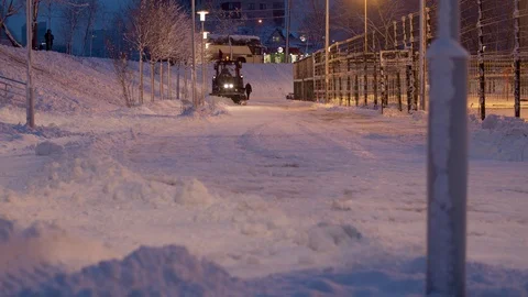 Clearing snow from the road. Stock Footage 123081259