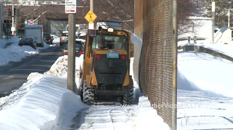Clearing Snow from Sidewalks After Boston Snowstorm Stock Footage 54714011