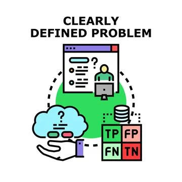 Clearly defining problem solution strategy icon set Stock Illustration