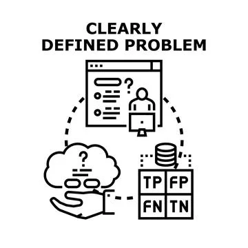 Clearly defining problem solution strategy icon set Stock Illustration