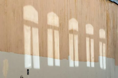 Clearly marked reflection of windows on a wall Stock Photos