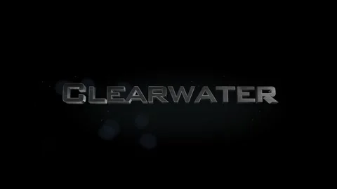 Clearwater 3D title word made with metal animation text on transparent black Video stock 255624939