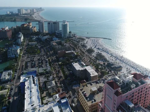 Clearwater beach aerial view Pinellas County, Tampa, Florida, United States Stock Footage