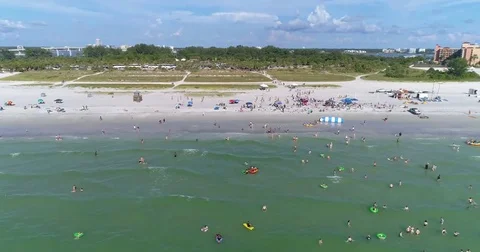 Clearwater beach Sand Key Park aerial drone Tampa, Florida, United States Stock Footage 79153751