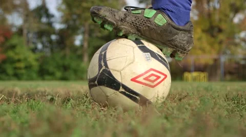 Cleat Rests on Soccer Ball Stock Footage 47298736