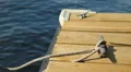 Cleat on wooden dock. HD Footage
