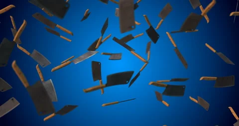 Cleaver falling slow motion Stock Footage 155068717