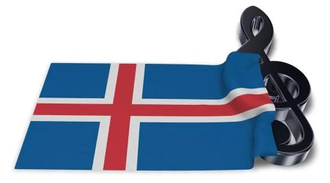 Clef and flag of iceland - 3d rendering Illustrazione stock
