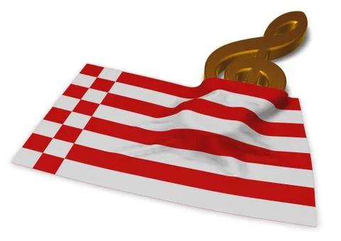 Clef symbol and flag of bremen - 3d rendering Stock Illustration