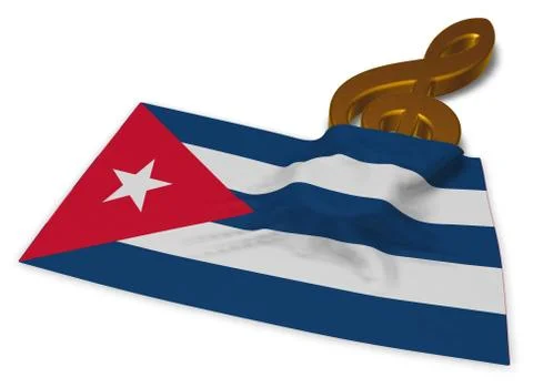 Clef symbol and flag of cuba - 3d rendering Stock Illustration