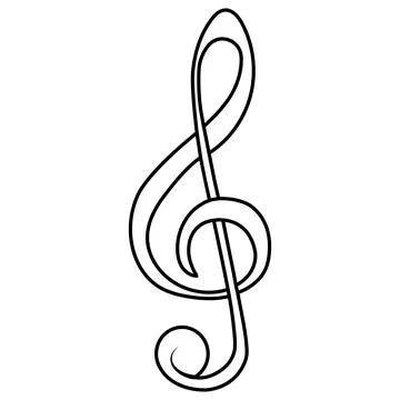 Clef treble music key, violin sheet black swirl, clef treble Stock Illustration