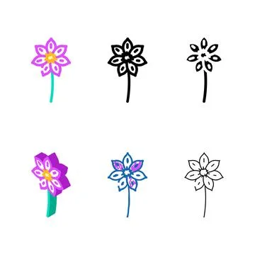 Clematis flower multistyle spring color icon vector Stock Illustration