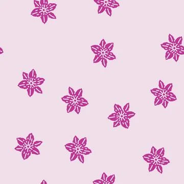 Clematis flower spring glyph seamless pattern イラスト素材