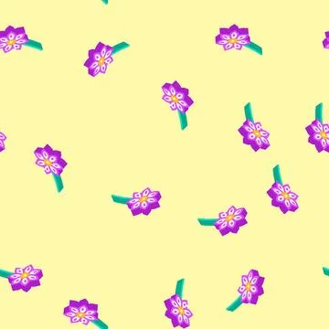 Clematis flower spring isometric icon seamless pattern 스톡 일러스트