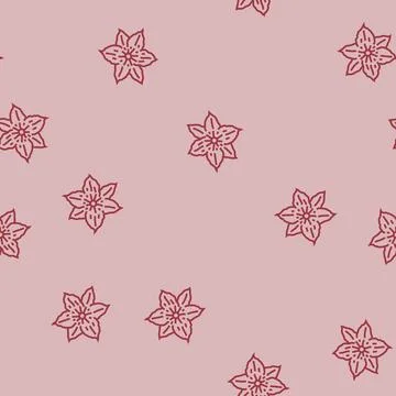 Clematis flower spring line seamless pattern Stockillustratie