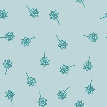 Clematis flower spring line vector seamless pattern 스톡 일러스트