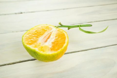 Clementine cutted in half Stock Photos
