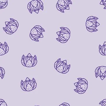 Clementine mandarin line seamless pattern Stock Illustration