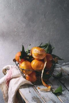 Clementines with leaves Stock Photos