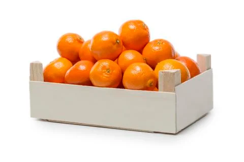 Clementines in a small wooden Box Stock Photos