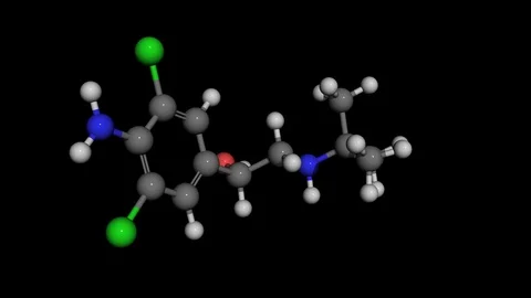 Clenbuterol molecule model rotating Stock Footage 70933912