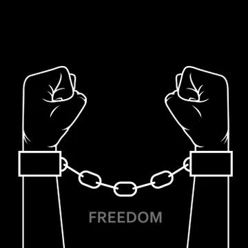 Clenched fist in shackles - handcuffs with chain, slavery concept Stock Illustration