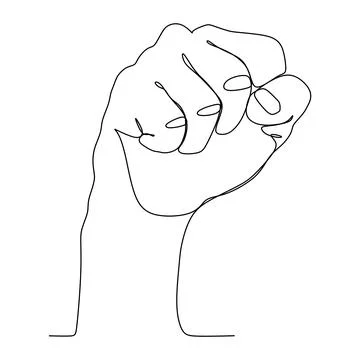 Clenched hands continuous line drawing design. Sign or symbol of hand gesture 스톡 일러스트