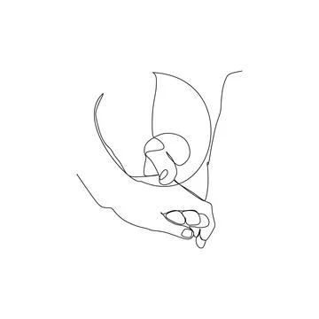 Clenched hands continuous line drawing design. Sign or symbol of hand gesture Stock Illustration