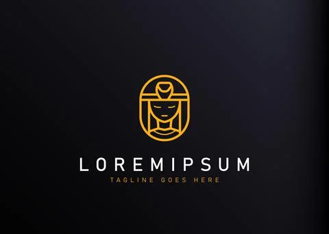 Cleopatra linear logo design. Vector illustration of cleopatra egyptian queen Stock Illustration