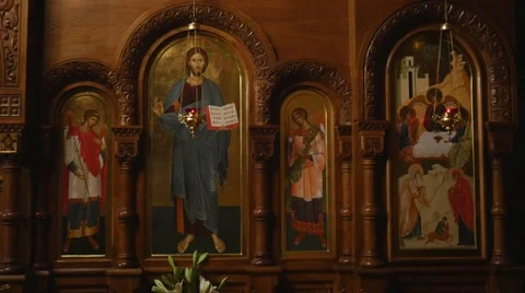 Clergy in Holy Trinity Jonah's Monastery Mary's Dormition Day Kiev Priests in 動画素材 58000472