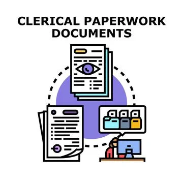 Clerical paperwork document management process Stock Illustration