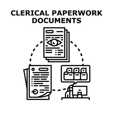 Clerical paperwork document management process Stock Illustration