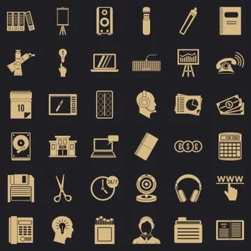 Clerical work icons set, simple style Stock Illustration